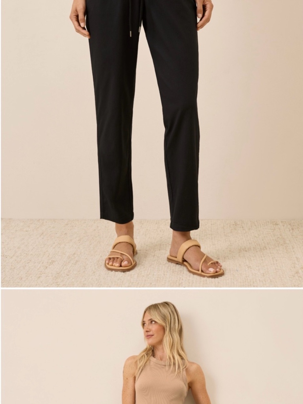 Pact Organic Black Drawstring Tapered Pants